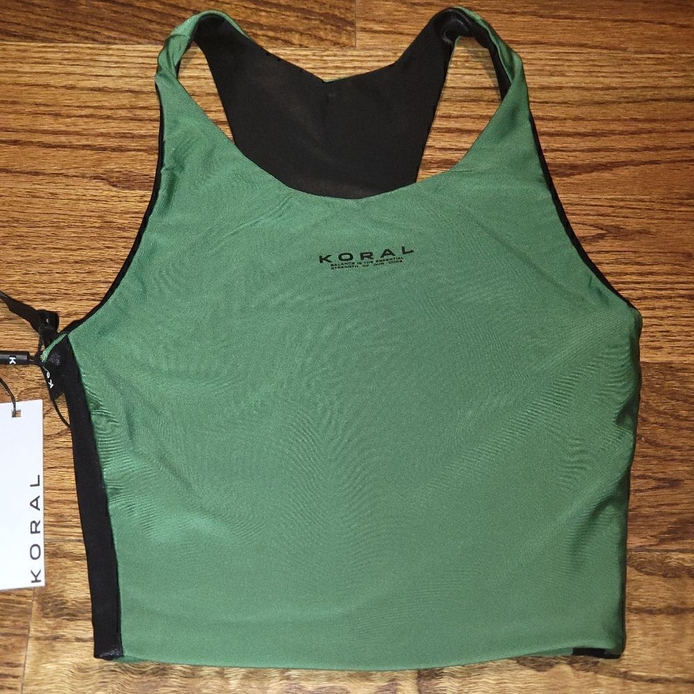 KORAL Bruna Reversible Infinity Sports Bra XS Green & Black NWT